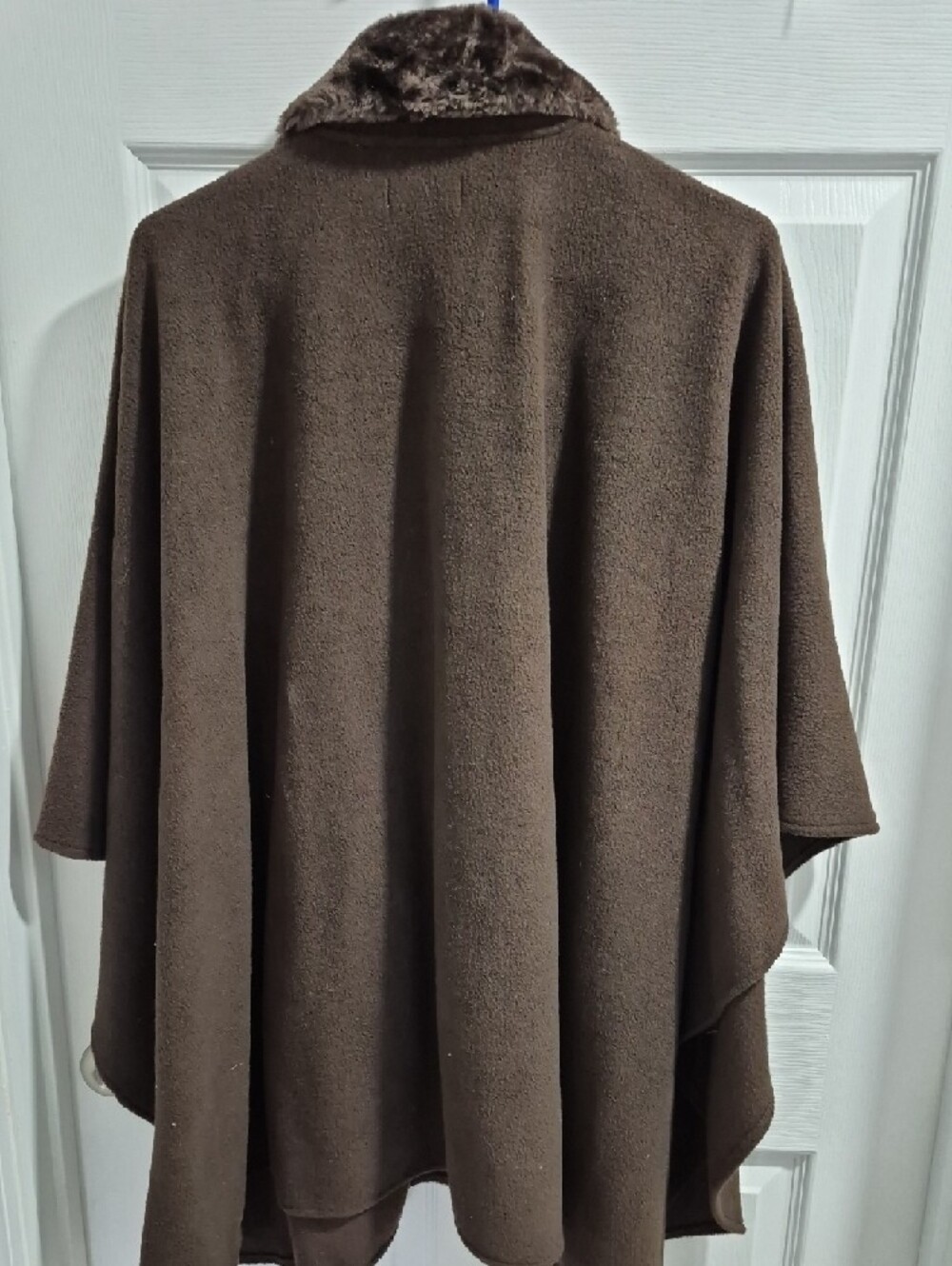 Leopard Brown Faux-Fur Trim Women's Cape Jacket by Leopoldo - Picture 2 of 6